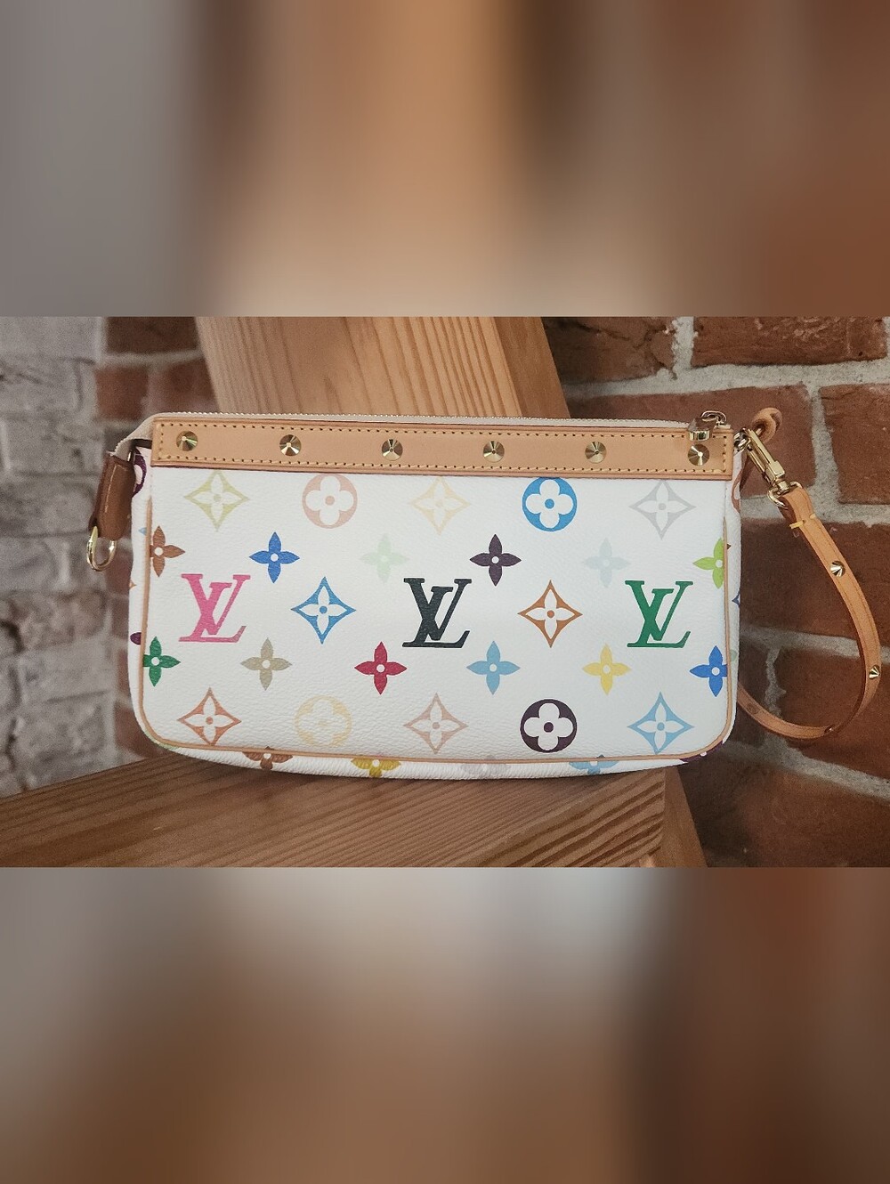 Louis Vuitton Monogram Multicolor Pouchette In White